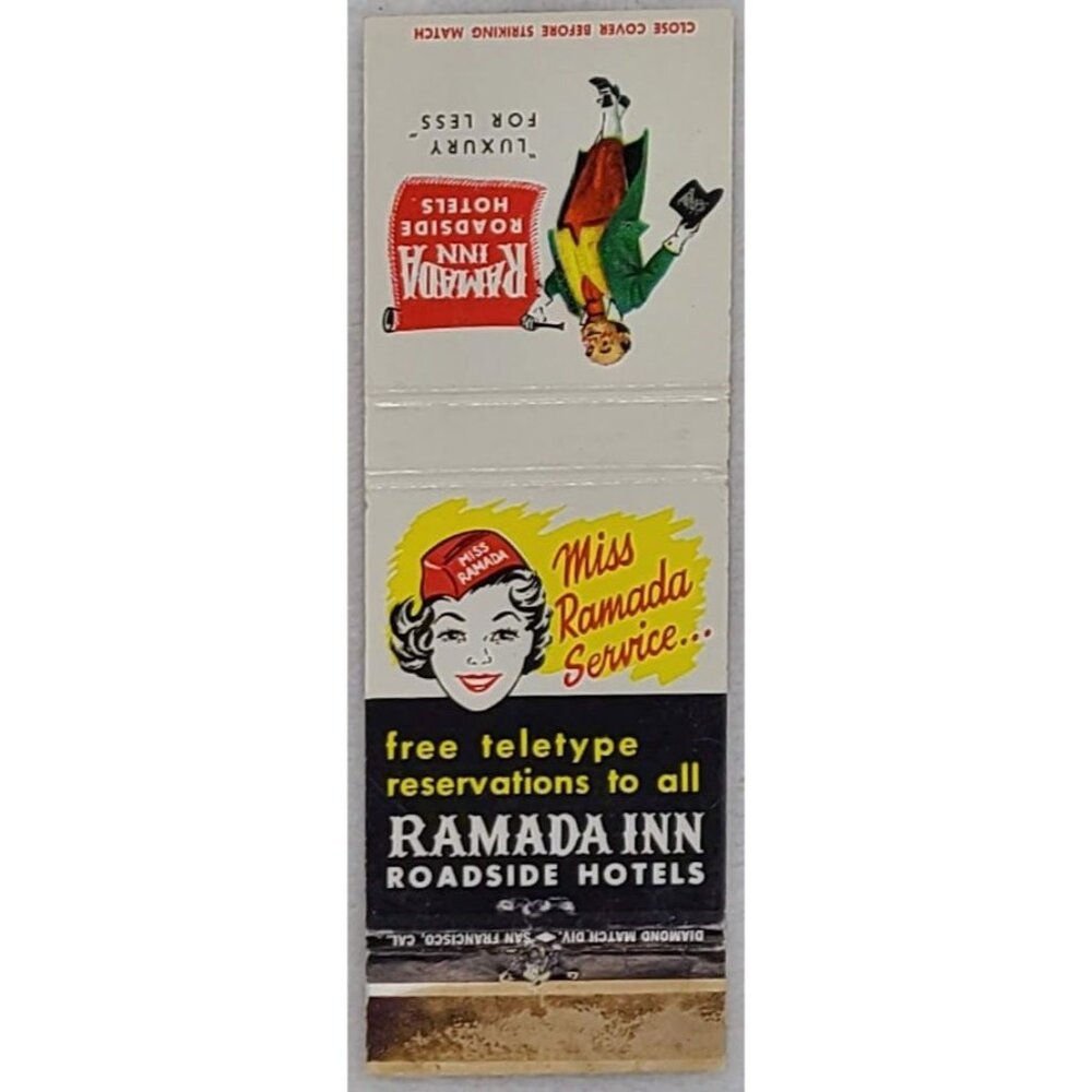 Front Strike Matchbook Cover Ramada Inn Roadside Hotels Miss Ramada Service
